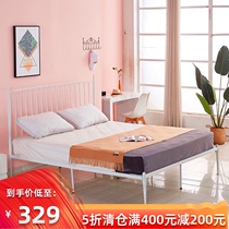 ins Net red iron bed modern simple creative girl bedroom 1 2 single layer iron bed 1 5 meters 1 8 meters double bed