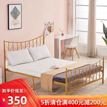 Light luxury ins Net red iron bed modern simple iron bed 1 8 meters 1 2 single stainless steel bed 1 5 meters double bed