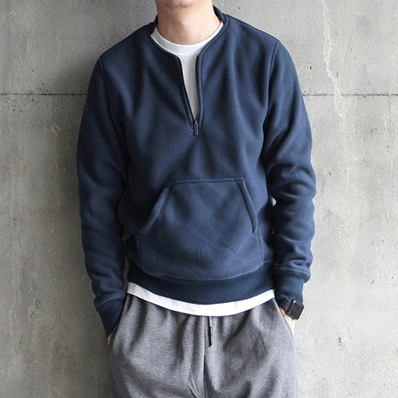 Retro thicken double - sided tucked sweater pocket sweater with a guy's suit