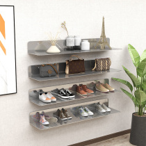 Nordic net red shoe rack shoe store wall display rack stainless steel metal one-word clapboard shelf rack bag rack