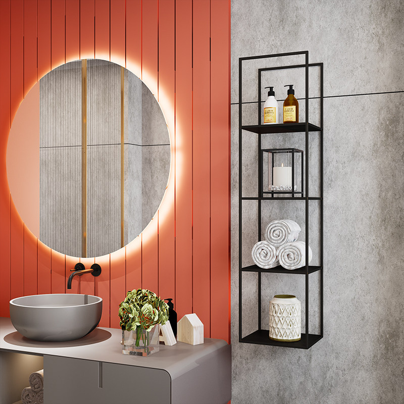 Wall wrought iron bathroom cosmetics perfume shelf dressing table wall cabinet simple bathroom multi-layer storage shelf