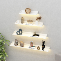 Nordic wrought iron background wall decoration rack simple modern display rack metal one word partition wall luminous shelf