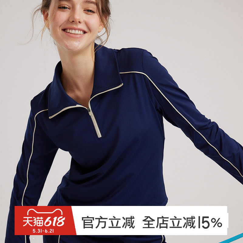 Gymna Retro Sports Fitness Clothing Casual Long-Sleeved Half-Zip Lapel Sweatshirt American Running Training Quick-Drying T-Shirt