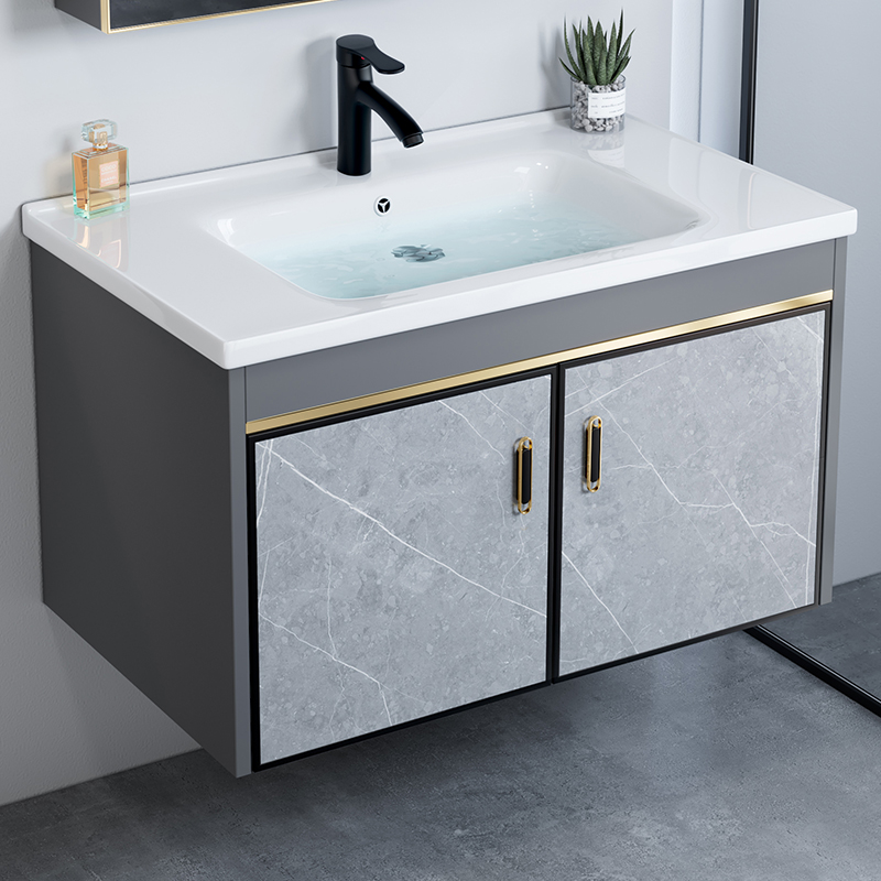 Space Aluminum Bath Room Cabinet Composition Small Family toilet washbasin washbasin Wash Terrace Bathroom Integrated Ceramic Basin Washbasin-Taobao