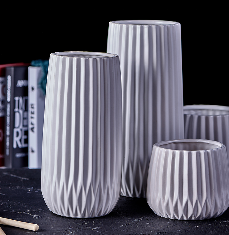 Bình gốm hoa chậu dải hoa trắng đơn giản hoa khô cắm hoa hoa thủy canh Bắc Âu hoa nhân tạo - Vase / Bồn hoa & Kệ mẫu chậu cây cảnh đẹp