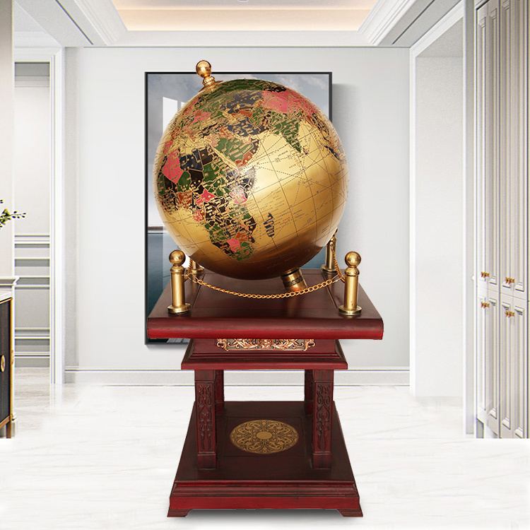 Pure Copper Globe Ornament for Office, Company, School Anniversary, Living Room, Floor-Standing, Housewarming Decoration, Opening Ceremony, Craft Gift