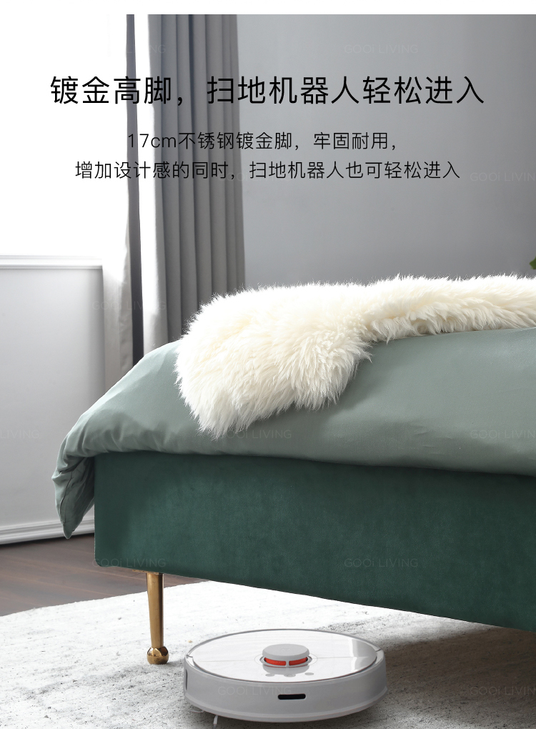 GOOi Bắc Âu vải bọc giường giường 1,8 m căn hộ nhỏ hiện đại nhỏ gọn master bedroom Dim ánh sáng màu đỏ sang trọng giường lưới ins - Giường giường king size