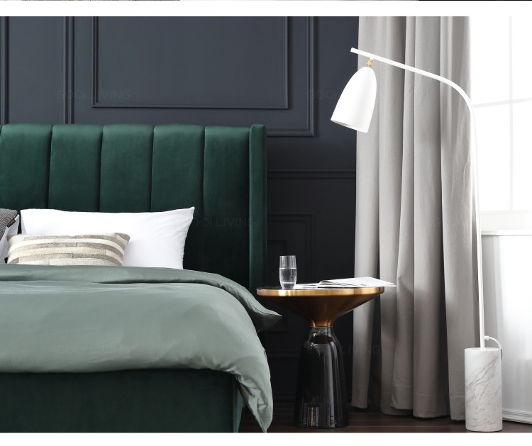 GOOi Bắc Âu vải bọc giường giường 1,8 m căn hộ nhỏ hiện đại nhỏ gọn master bedroom Dim ánh sáng màu đỏ sang trọng giường lưới ins - Giường giường king size