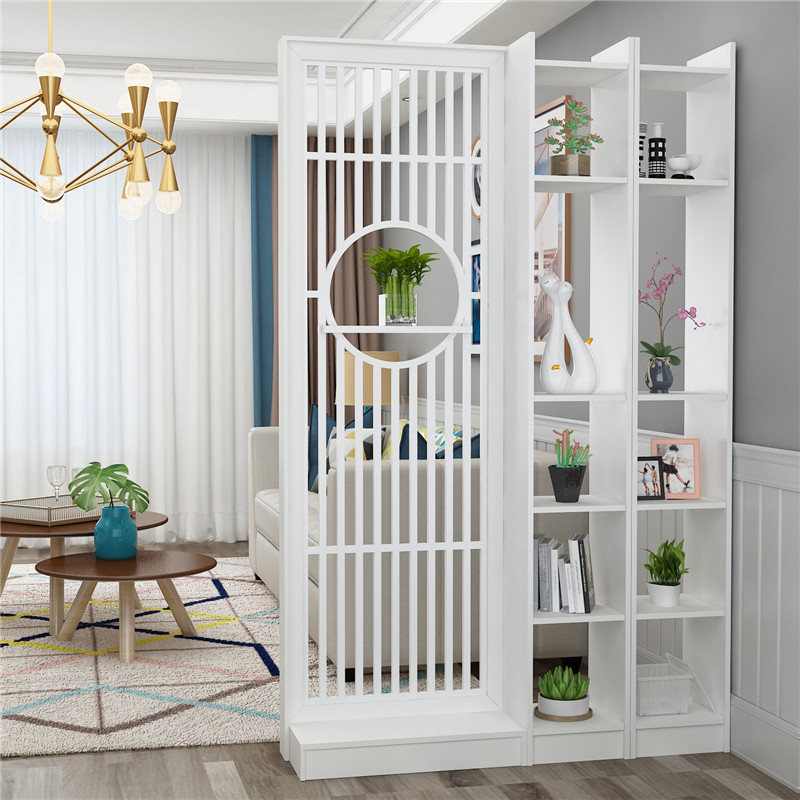 Simple modern living room entry door porch screen partition shelf net red hollow carved background decorative cabinet