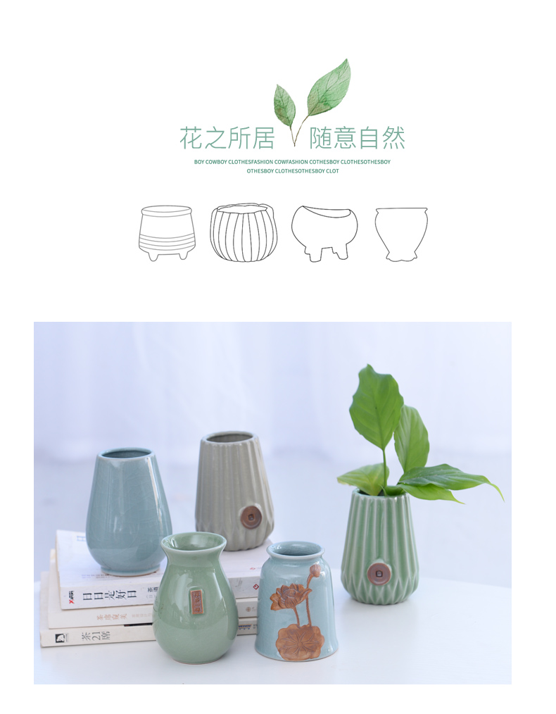 Water raise other elder brother up vase hydroponic copper grass flower POTS ceramic dried flowers all over the sky star flower tea desktop furnishing articles