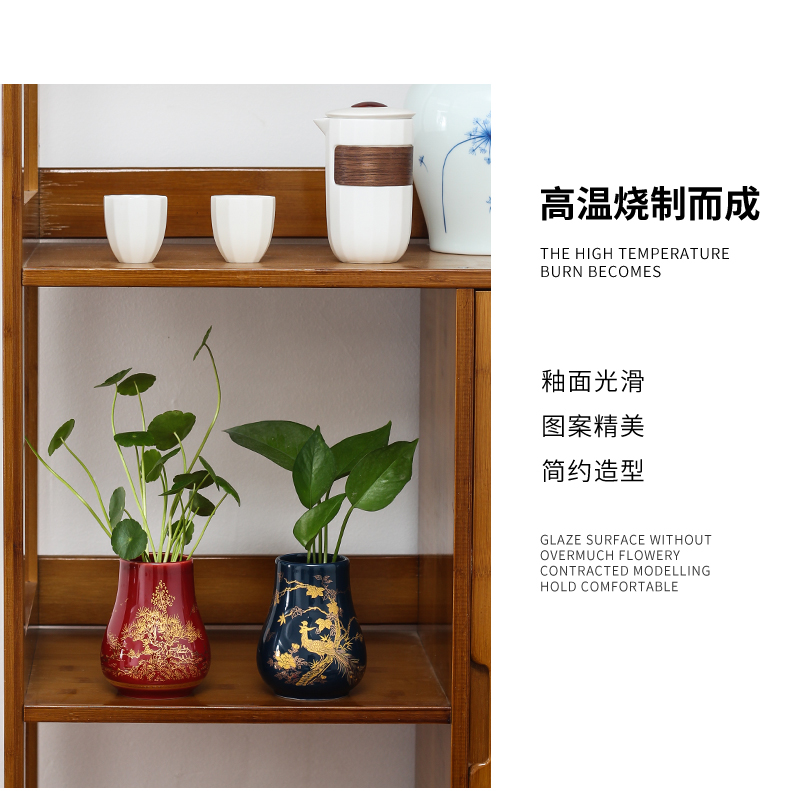 Lucky bamboo orchid ceramic vase without water raise grass cooper Kong Hua flowerpot in hydroponic money plant vase desktop furnishing articles