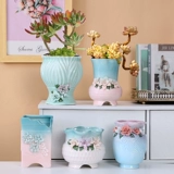 Дышащий белый цветочный горшок в форме цветка, большой керамический комплект, простой и элегантный дизайн