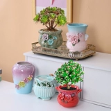 Дышащий белый цветочный горшок в форме цветка, большой керамический комплект, простой и элегантный дизайн