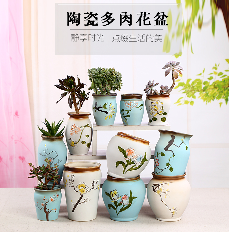 Hand - made meaty plant old running the flowerpot green plant a new ceramic vases, large vases, dry flower receptacle furnishing articles