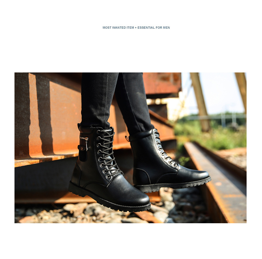 Giày cao cổ nam Đen Casual Martin Boots Xu hướng tuổi teen Boots Spring Winter Army Boots England Boots High Boots Men giầy lv