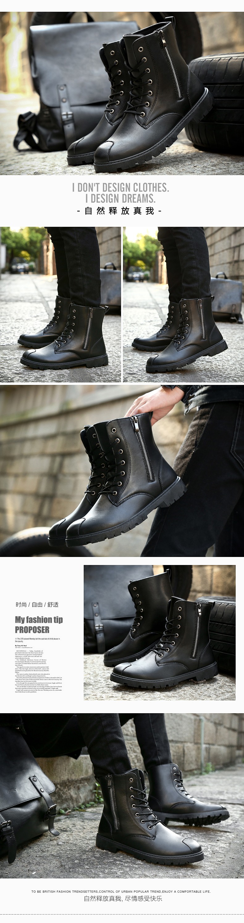 Giày cao cổ nam Martin Giày da nam retro ủng mùa đông, giày ống cao không thấm nước cho nam, giày cao cổ nam giày boots nam