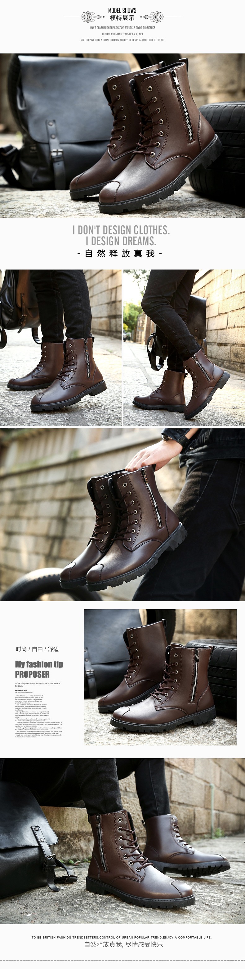 Giày cao cổ nam Martin Giày da nam retro ủng mùa đông, giày ống cao không thấm nước cho nam, giày cao cổ nam giày boots nam