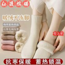 Socks for women in autumn mid-length velvet towel socks thickened warm plush long-tube winter terry socks confinement socks