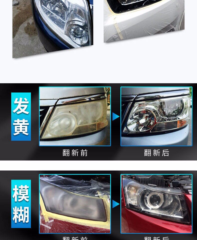Эмаль для покрытия автомобиля 【不拆卸】汽车大灯修复液蜡车灯翻新镀晶修复划痕氧化抛光镀膜剂 Congregation Sheng