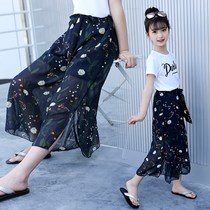Girls Chiffon Pants 2018 New Summer Dress Thin Mid-Big Childrens Wide Leg Pants Korean version of Little Girl foreign-style pants tide