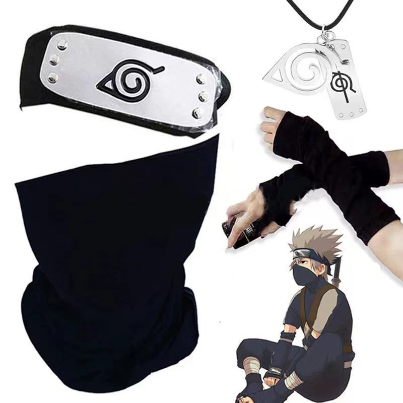 Naruto cosplay mặt nạ băng đô xếp trán bảo vệ ngoại vi Kakashi mặt nạ Naruto kunai shuriken nhóm Akatsuki