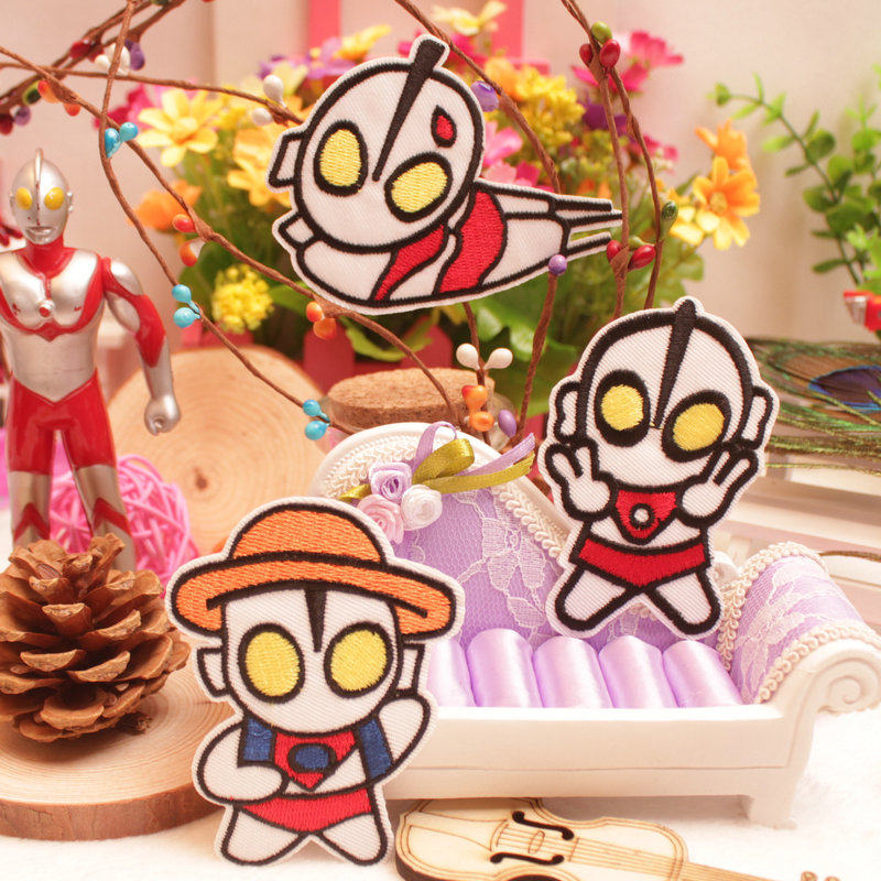Children's cartoon anime embroidery Ultraman cloth stickers clothes denim pants down repair holes decorative patch stickers