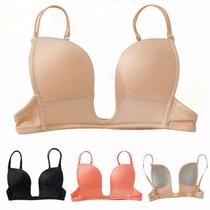 European and American low-cut deep V sexy underwear U-shaped non-steel ring dress Joker thin invisible gathering Lady Bra