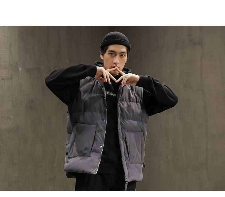 Mùa đông dụng cụ nam giản dị áo vest vest dày lỏng lẻo không tay cotton phù hợp với vest nam vest vest áo vest nam tuổi 50