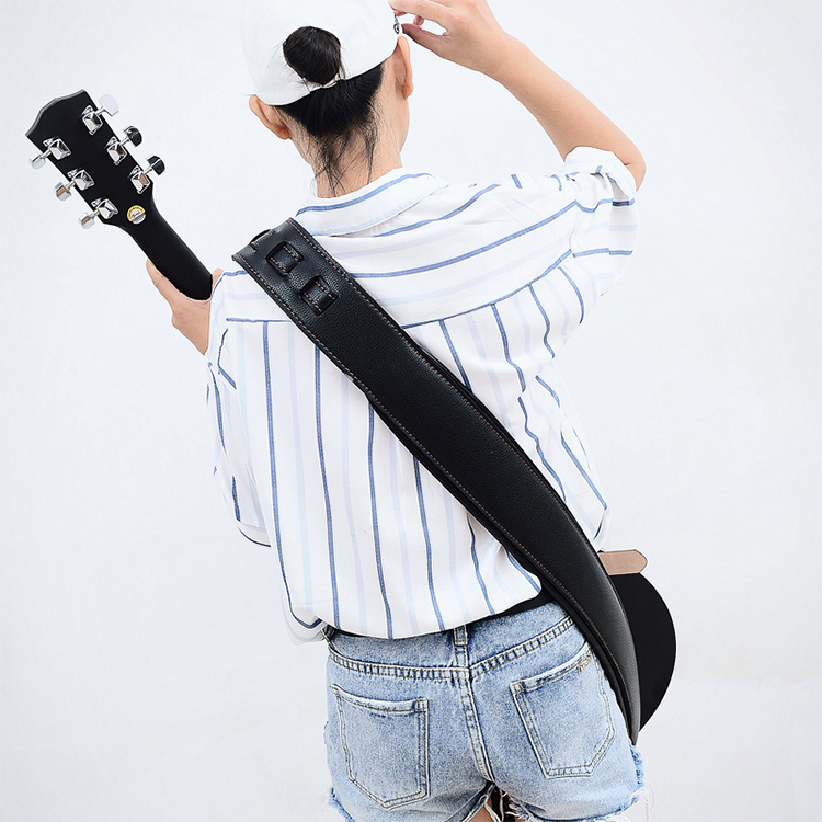 buluolng new original baby bag Bakelite guitar lengthened and widened imitation leather electric bass shoulder strap black-brown