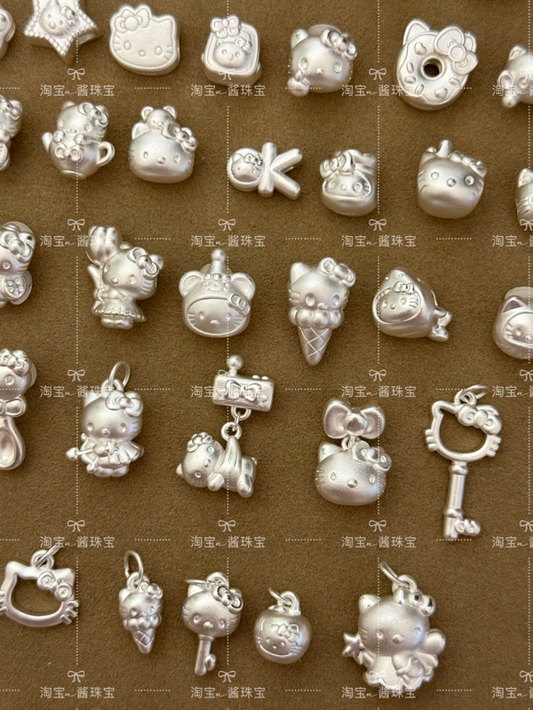 Pure Silver 999 Hellokitty Pure Silver Fortune Beads Kitty Pendant Full Silver Kt Collection