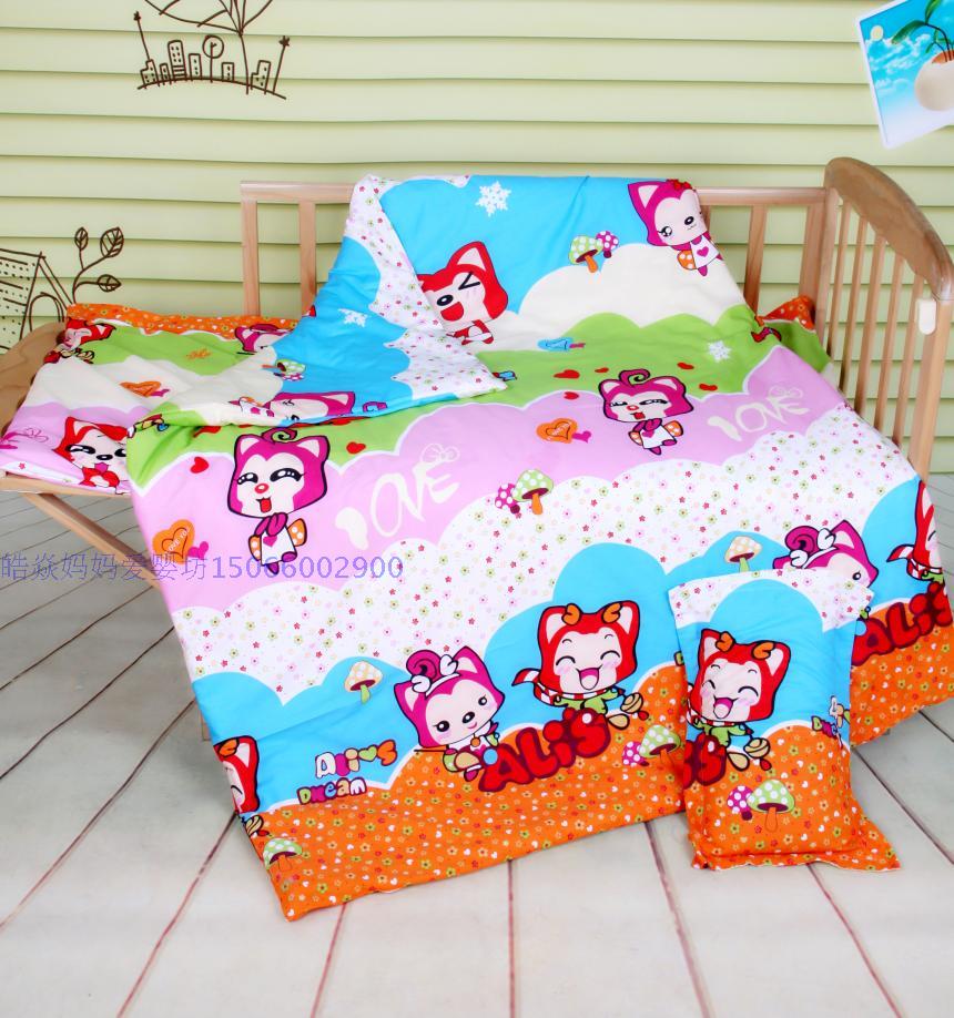 Mẫu giáo chăn ba mảnh cotton trẻ em bộ đồ giường cotton lõi tùy chỉnh phim hoạt hình nap bộ đồ giường gói