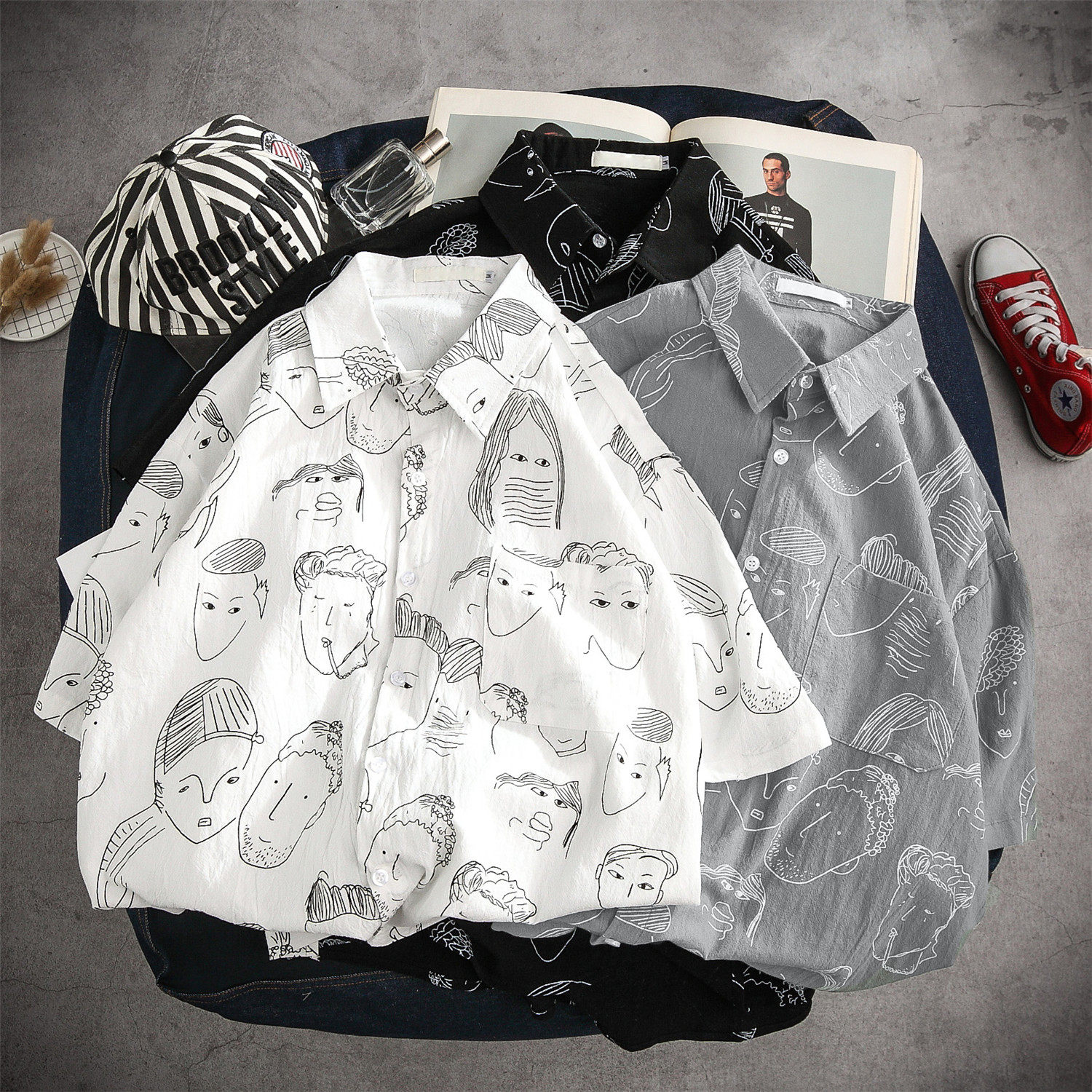 ins Super Fire shirt short sleeve men's port style loose simple joker casual print half sleeve men's New 2021 tide T-shirt