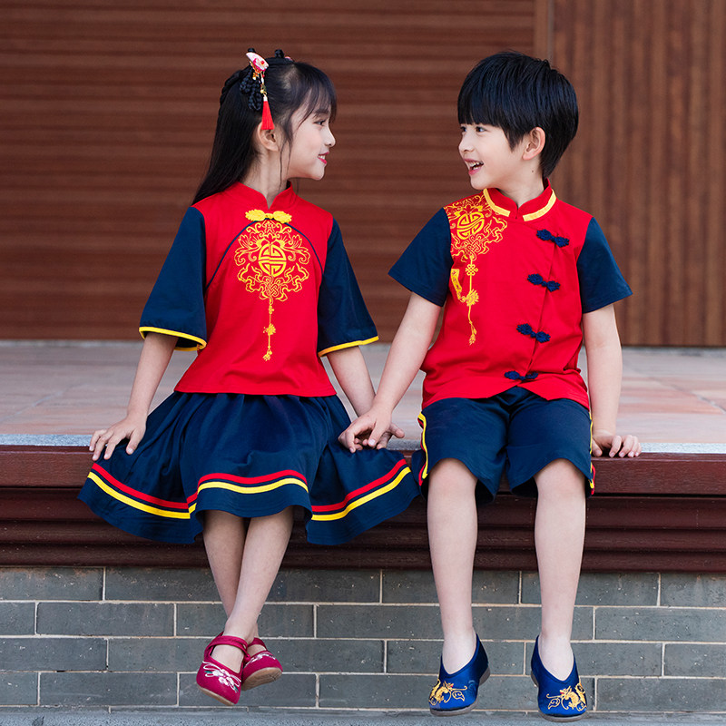 Kindergarten garden suit summer state school new children graduation class service national wind elementary school uniform Chinese wind and han clothing