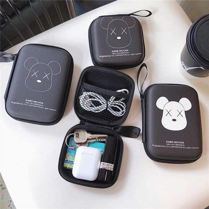 Wired headset storage bag box Mini cute data cable mobile phone charger cartoon multi-function finishing box female