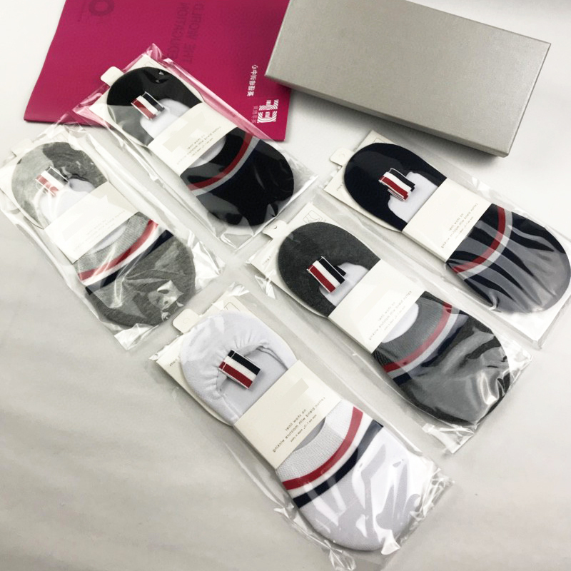 Summer on Tb Boat Socks Invisible Ultra Short Socks Men's Shallow Socks Pure Cotton Sweat-Absorbent Breathable Cool Non-Slip Tb Socks Trendy