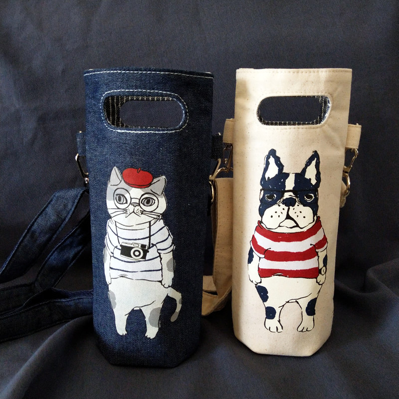 Exported to Japan 20 years of spring and summer new Fadou Shapi cartoon fabric hand-held cross-body water cup thermal insulation protective cover