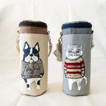 Exported to Japan 20 years new embroidery method fighting cat thermal insulation water cup cover kettle bag kettle bag aluminum foil bag travel insulation