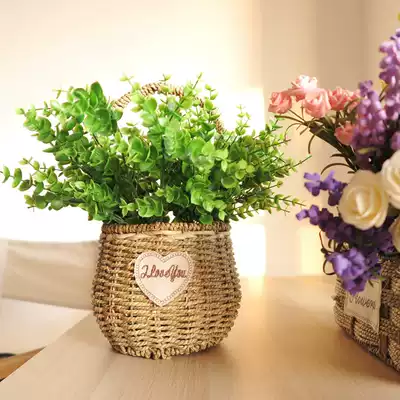 Handmade straw flower basket flower pot 0 3kg