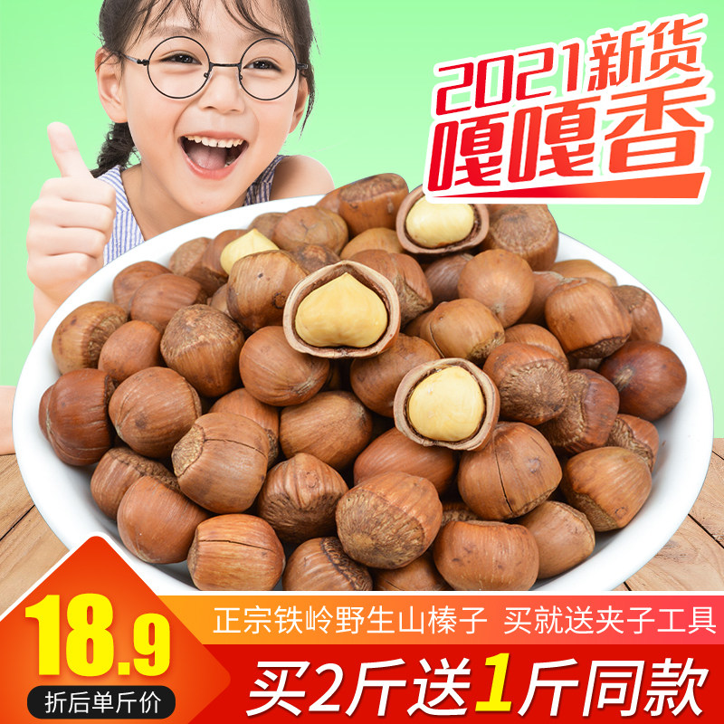 Northeast Tieling wild hazelnut nuts 500g open fried fresh raw mountain hazelnuts new goods to send clip opener