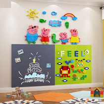 Building block wall blackboard wall two-in-one childrens graffiti toy room wall decoration hanging does not hurt the wall magnetic stickers home