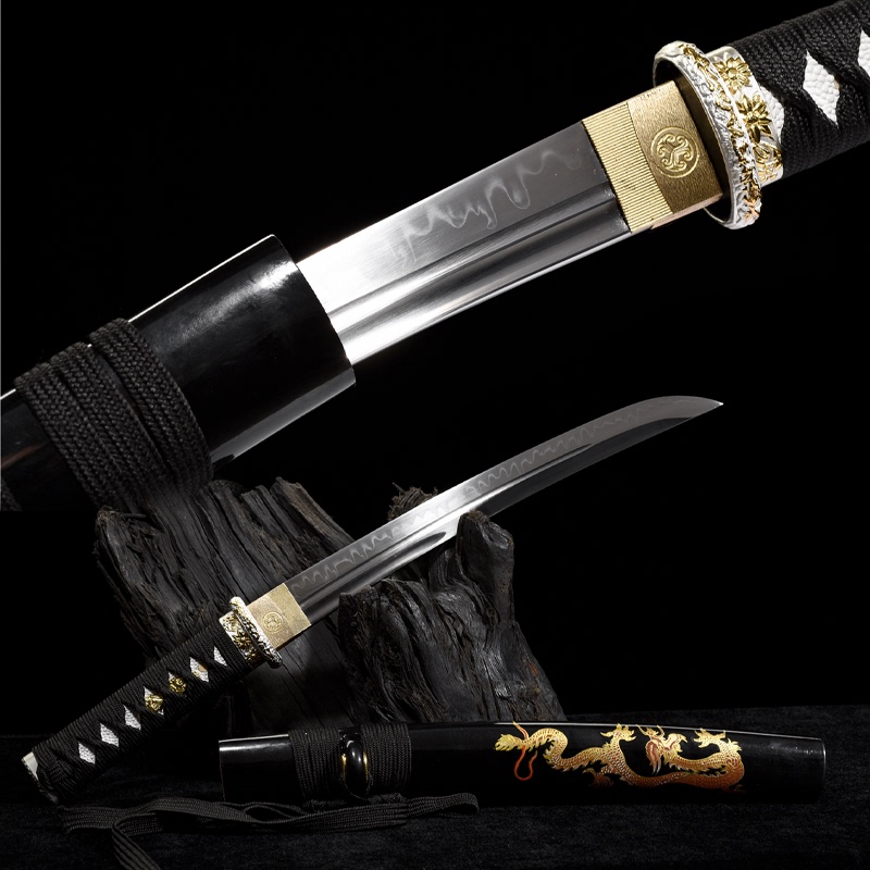 Naginata Tanto, Longquan Short Sword, Iaido Small Too-Gata, Ribbed Knife, Decorative Ornament, Wooden Sheath, Handicraft Knife, Unsharpened Naginata Tanto, Longquan Short Sword, Iaido Small Too-Gata, Ribbed Knife, Decorative Ornament, Wooden Sheath, Handicraft Knife, Unsharpened