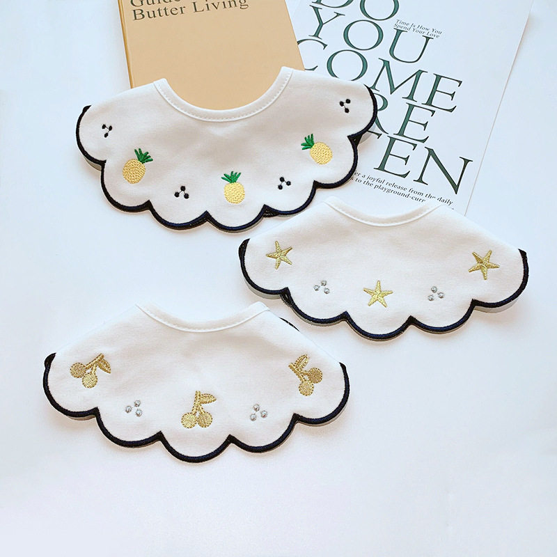 Baby saliva towel pure cotton newborn young child male and female baby cute princess waterproof surrounding pocket 360-degree swivel around mouth-Taobao