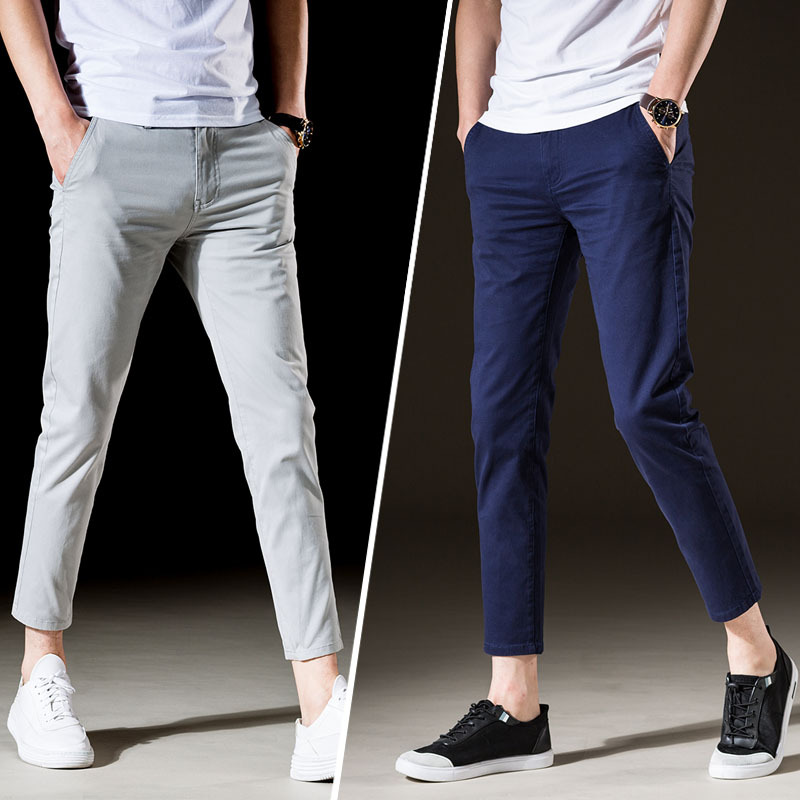 Men's Pure Cotton Slim-Fit Cropped Pants, Autumn 8/9 Length Pants, Business Casual Pants, Men's 8/9 Length Suit Pants, 9/10 Length Pants 20