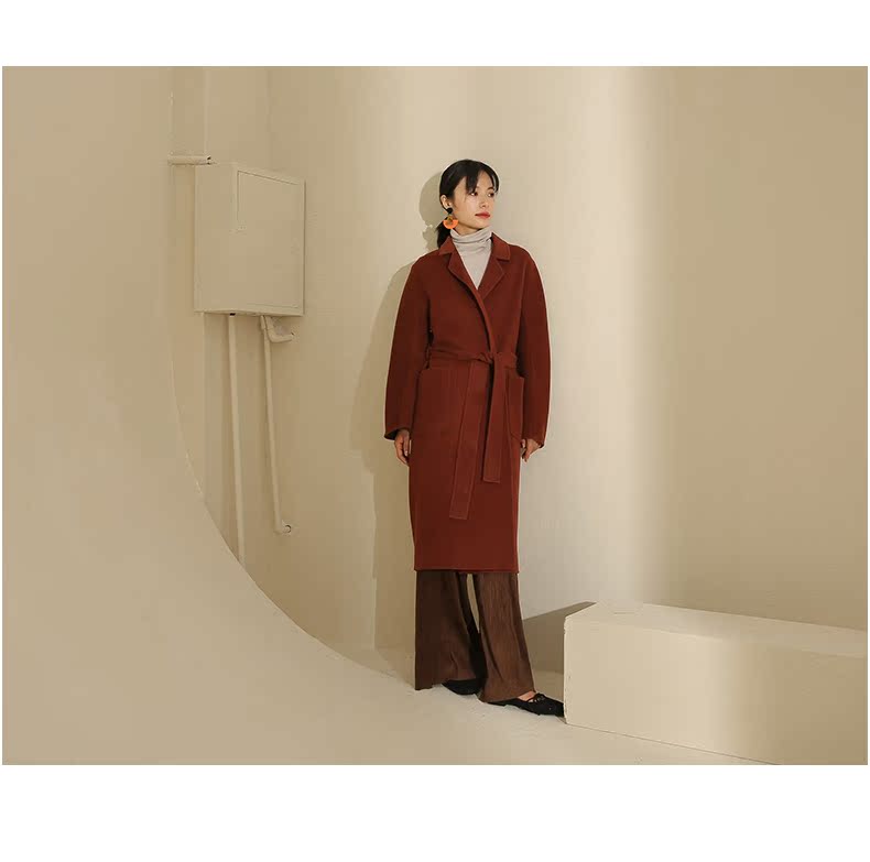 PY Womens 2018 mùa thu đông mới Phiên bản Hàn Quốc của áo khoác cashmere hai mặt dành cho nữ áo len mỏng dài - Áo len lót đôi áo len cardigan