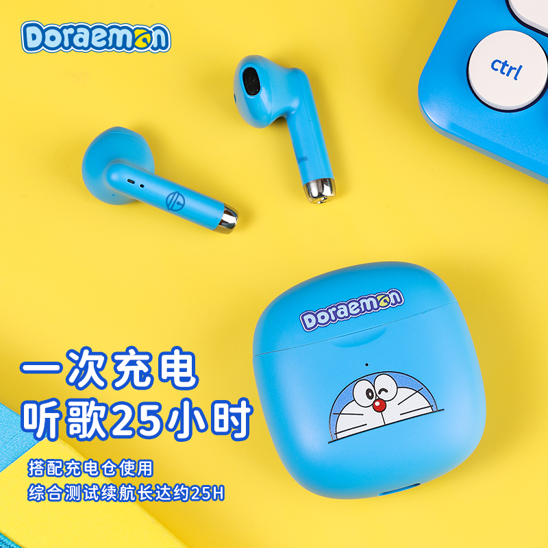 Doraemon Dream Bluetooth Headset Real Wireless 2021 new women's sports type applies Apple Huawei type charging and noise reduction tws in-ear men cute high-end high-end color value