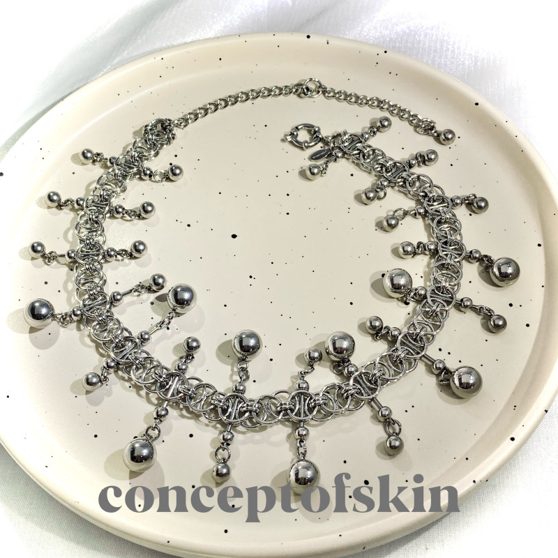 【Celebrity Style】Conceptofskin Earth Lion Steel Color Bubble Necklace Bracelet Niche Design