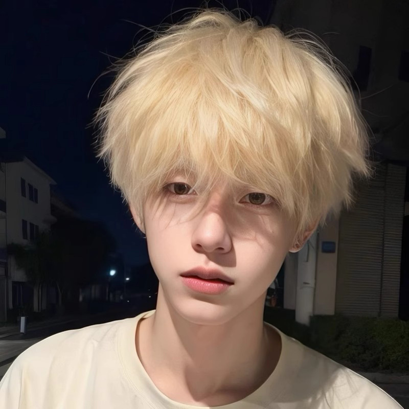 【Zhengtai Puppy】Platinum Wig for Men, Micro-Frayed Cap, Japanese Short Hair, Youthful Vibe, Realistic Full Wig