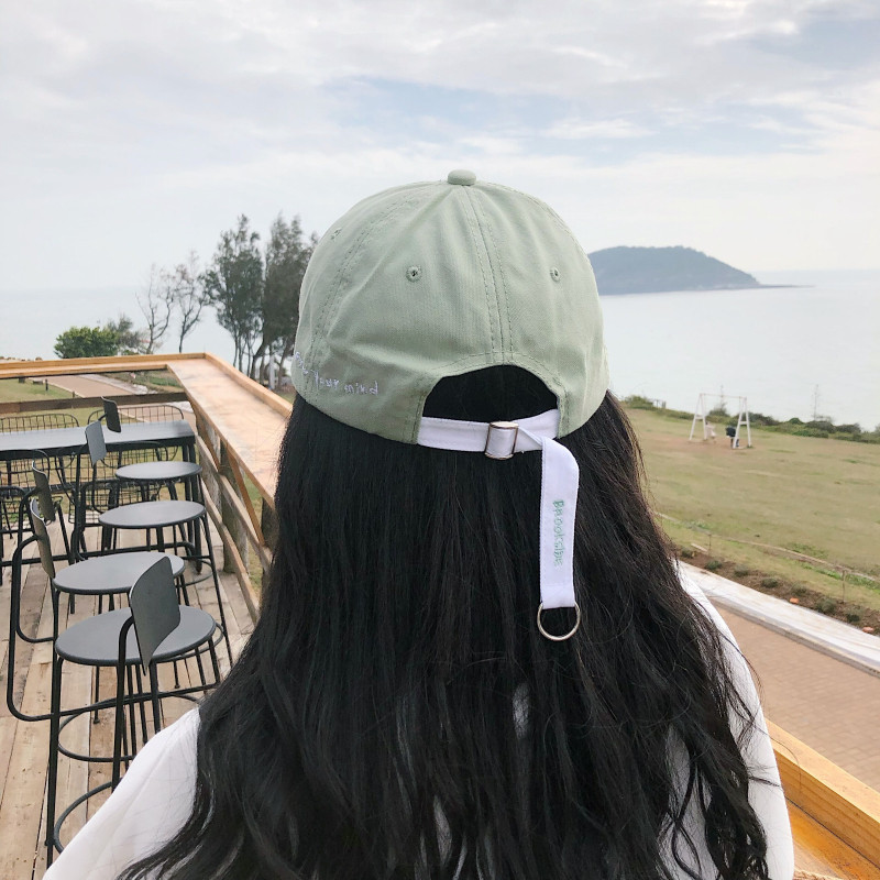 Summer Colour Smear Green Embroidered Letters Duck Tongue Cap Soft Top Parquet Lovers Korean version 100 Lapped Baseball Cap Men