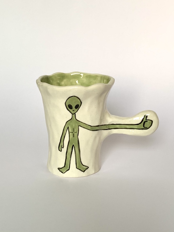 Accidental Collector Original Ceramic Alien Hand-Pinched Cup