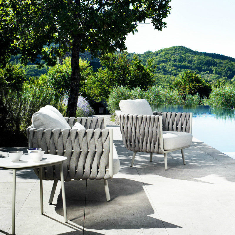 Nordic Outdoor Rattan Sofa Hotel Villa Rattan Furniture Balcony Garden Living Room Leisure Sofa Chair Coffee Table Combination